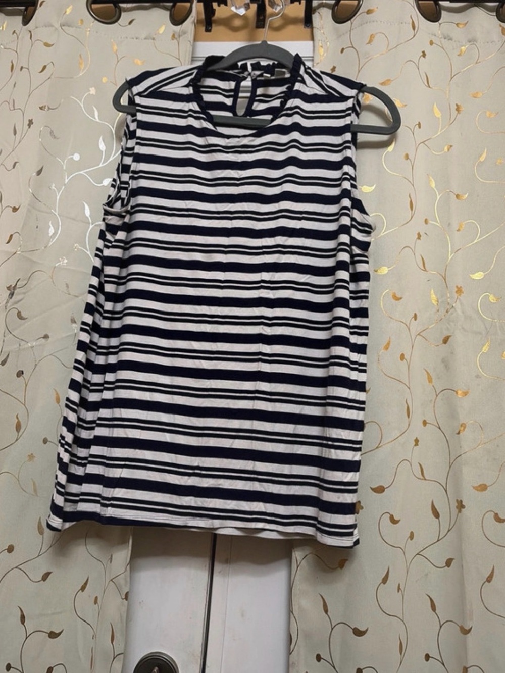Cato Navy and White Striped Sleeveless Tank Top